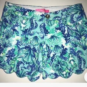 Lilly Pulitzer Sea-Inspired Blue and Green High Waist Shorts
